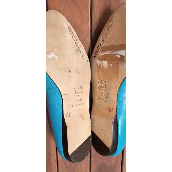 New VTG Enzo Angiolini Shoes Turquoise Medallion Slip‎ On Flats Leather RARE 6.5 - Picture 5 of 5